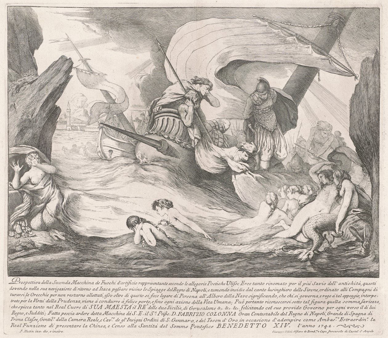 Seconda Macchina pro Čínu z roku 1742: Odysseus a Sirény od François Hutin
