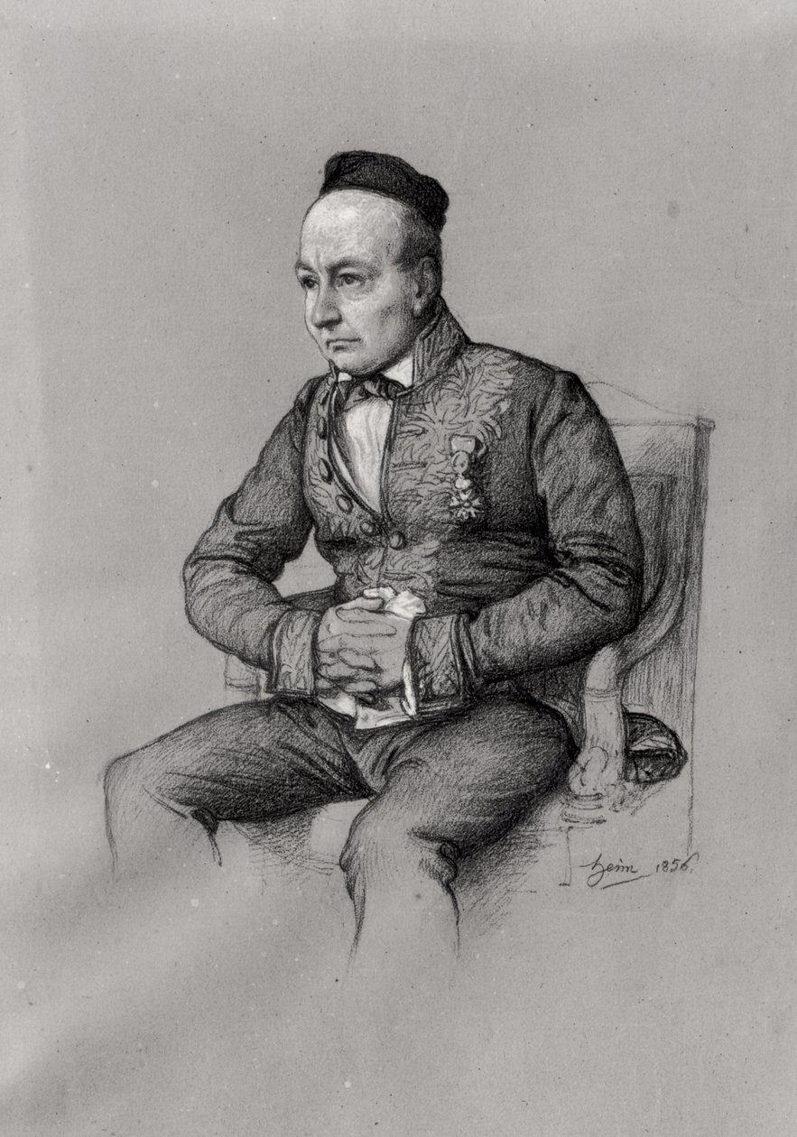 Portrét Charlese Augustina Sainte-Beuve (1804-69) 1856 (křída na papíře) od François Joseph Heim
