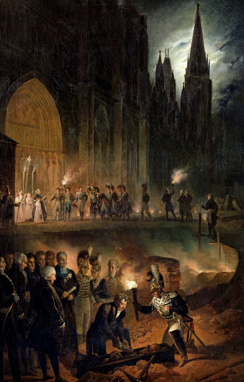 Přenesení kostí královské rodiny do kostela sv. Denise, 18. ledna 1817 od François Joseph Heim