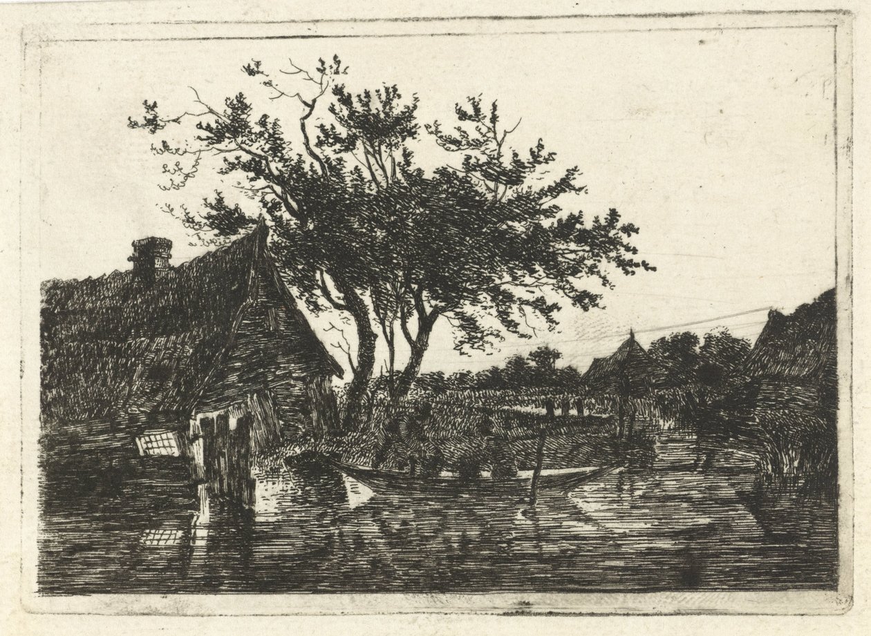 Říční krajina s farmou od François Joseph Pfeiffer (II)