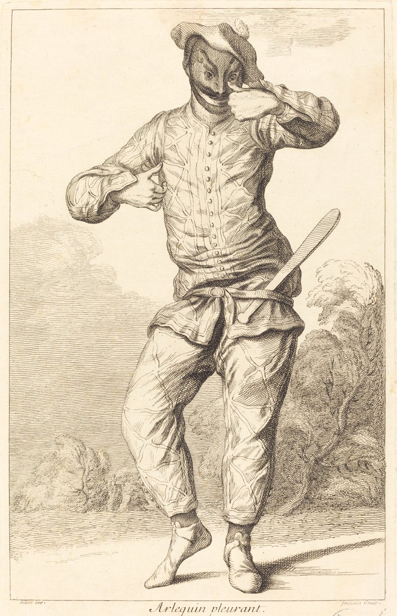 plačící harlekýn od François Joullain after Claude Gillot