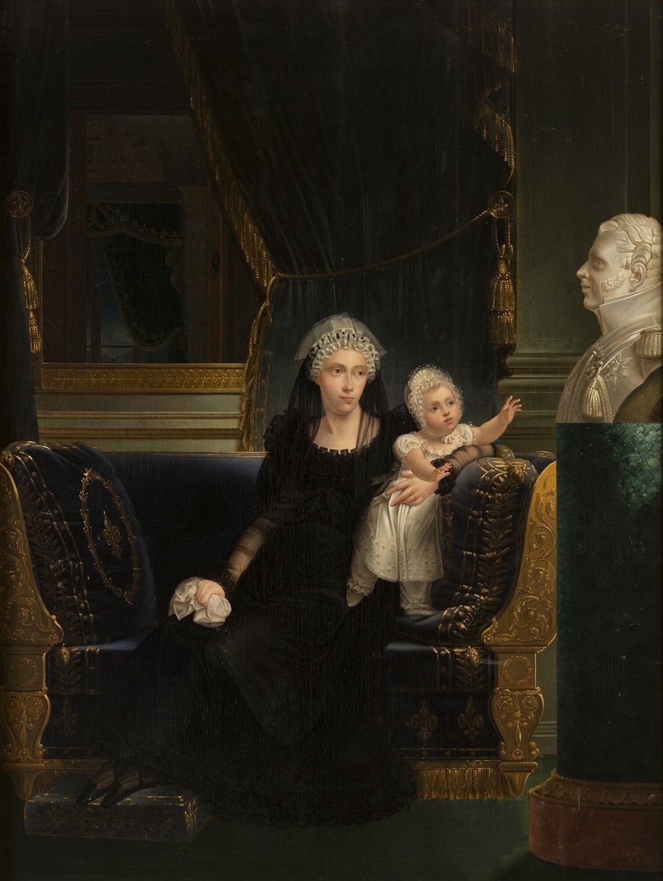 Portrét princezny Karolíny Neapolské a Sicilské (1798-1870), vévodkyně z Berry, vdovy po Karlu Ferdinandovi, vévodovi z Berry, s dcerou Louisou Marií Thérèse d