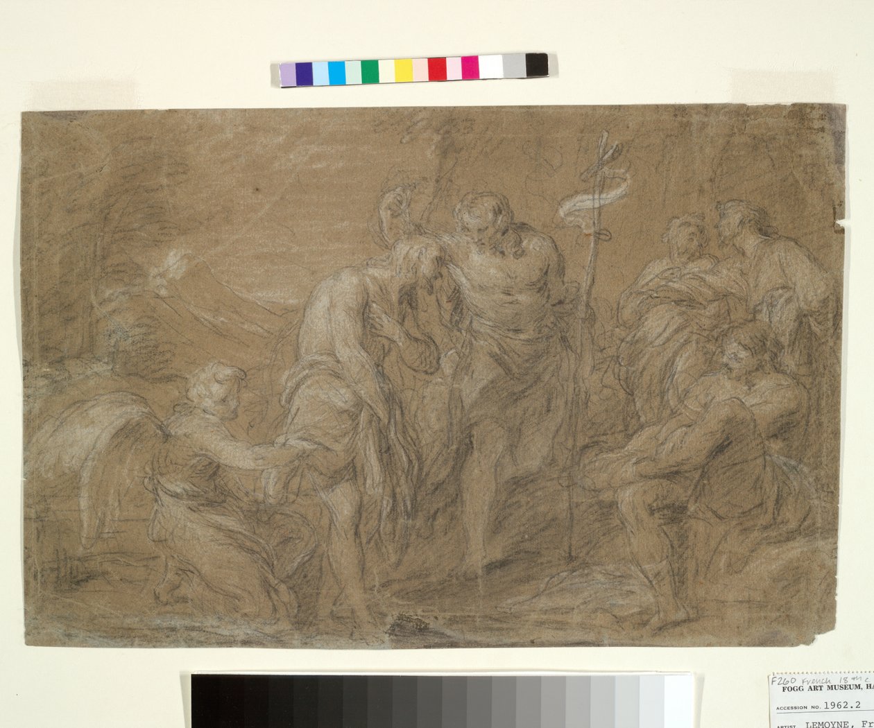 Křest Krista, cca 1700-37 (černobílá křída na papíře) od François Lemoyne