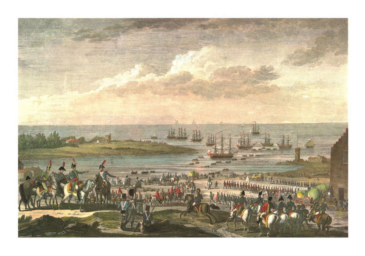Nalodění Angličanů v Holandsku, 30. listopadu 1799, c1850 od François Louis Couché