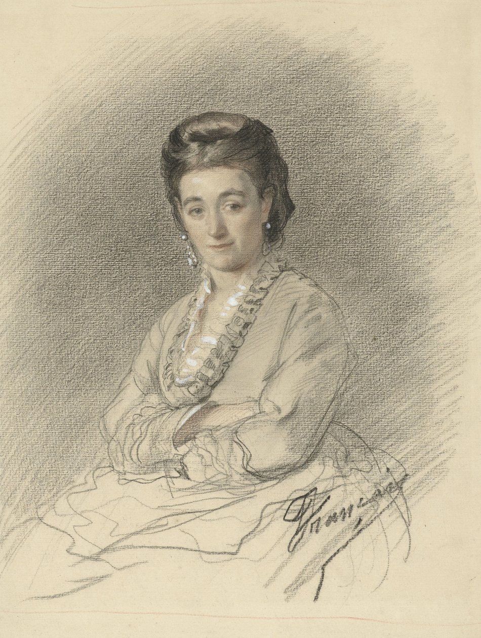 Sedící dáma se založenýma rukama od François Louis Français (signed by artist)