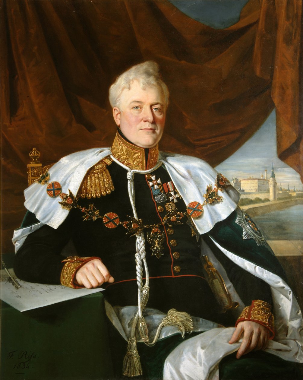 Portrét prince Dmitrije Vladimiroviče Golitsyna 1771-1844, 1835 od François Nicolas Riss