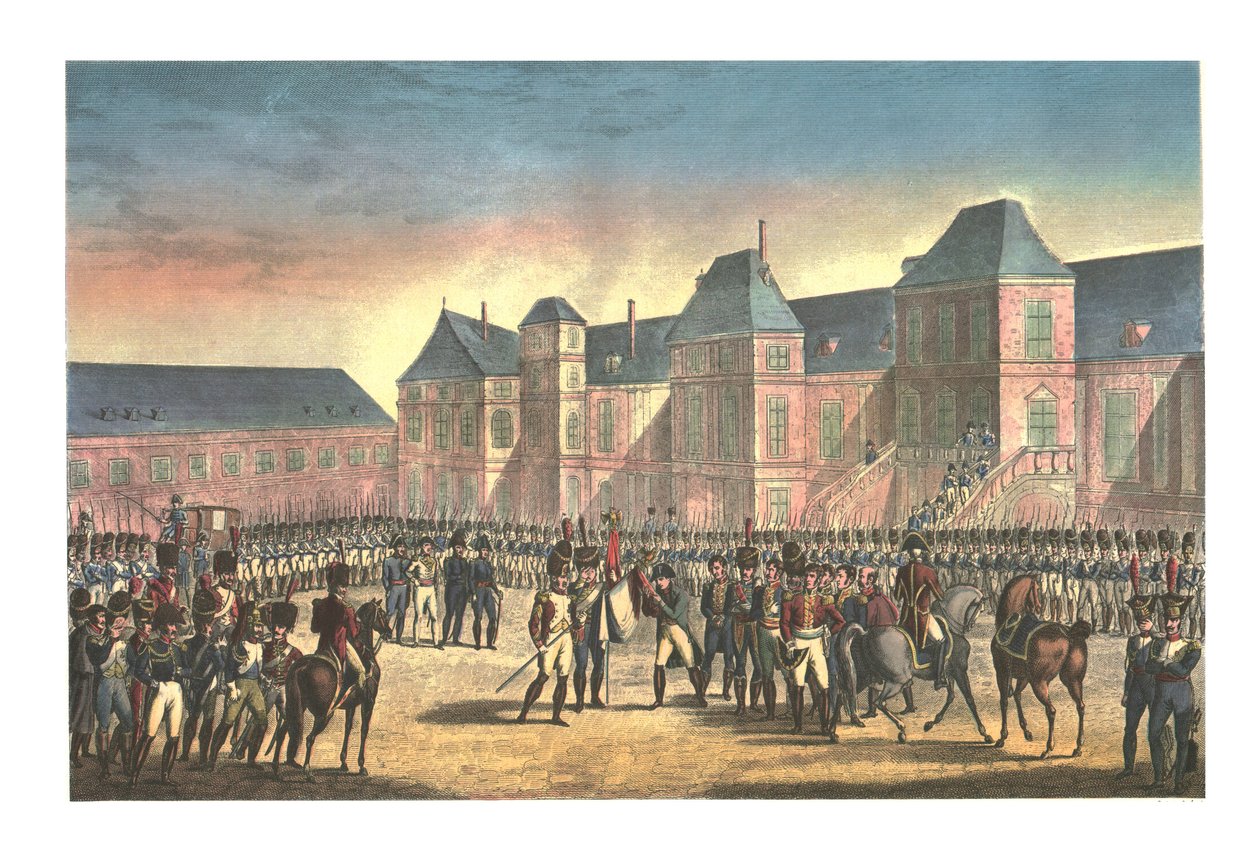 Napoleonův odjezd z Fontainebleau, 20. dubna 1814, c1850 od François Pigeot