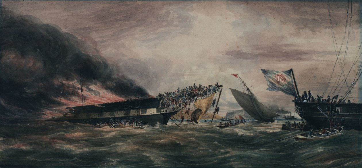 Vypálení emigrantské lodi Ocean Monarch, 24. srpna 1848 od François Prince de Joinville D