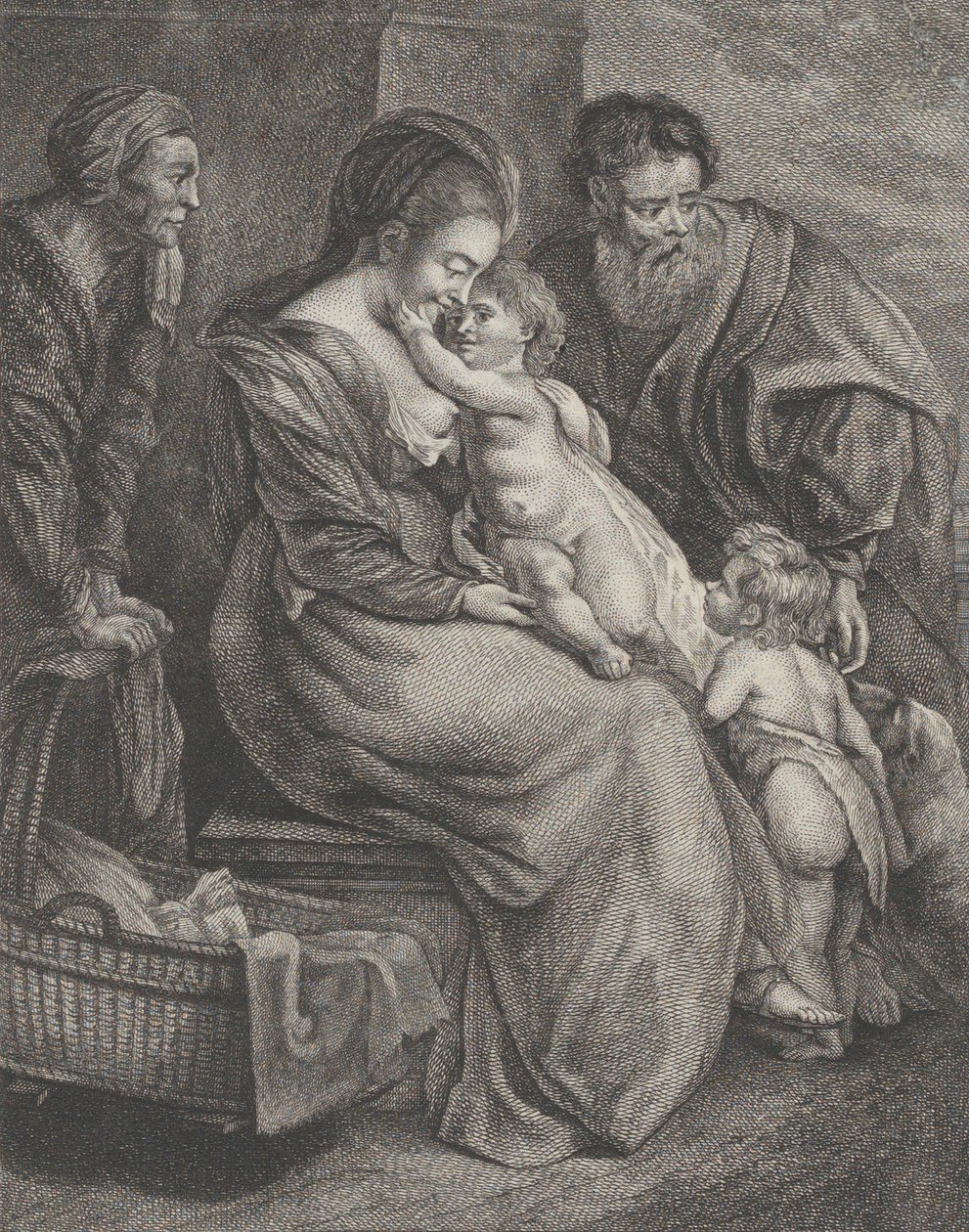 Svatá rodina se svatou Alžbětou a svatým Janem Křtitelem, ca. 1780. od François R. F. Brichet