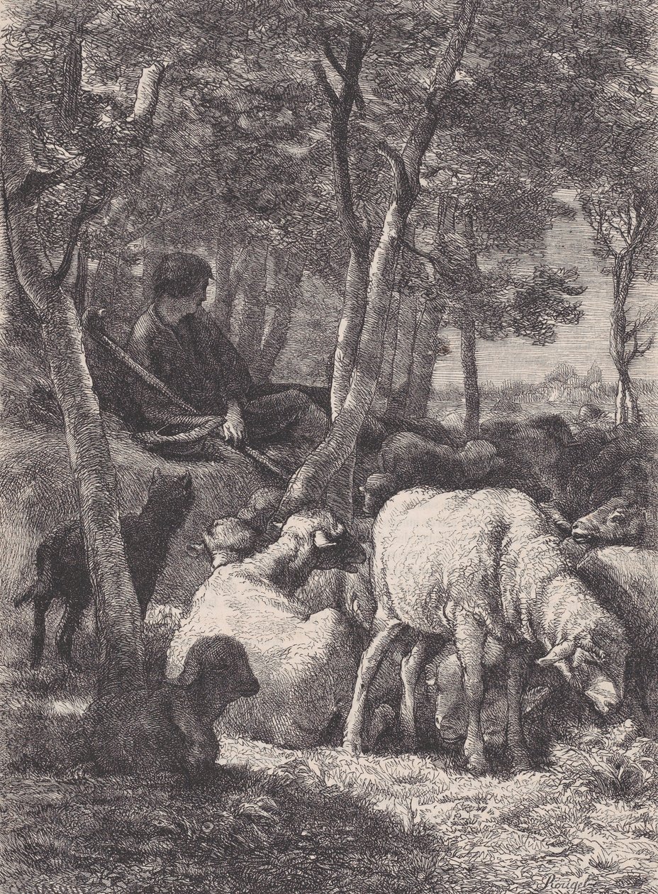 The Shepherd, z Le Magasin Pittoresque, ca. 1852. od François Rouget