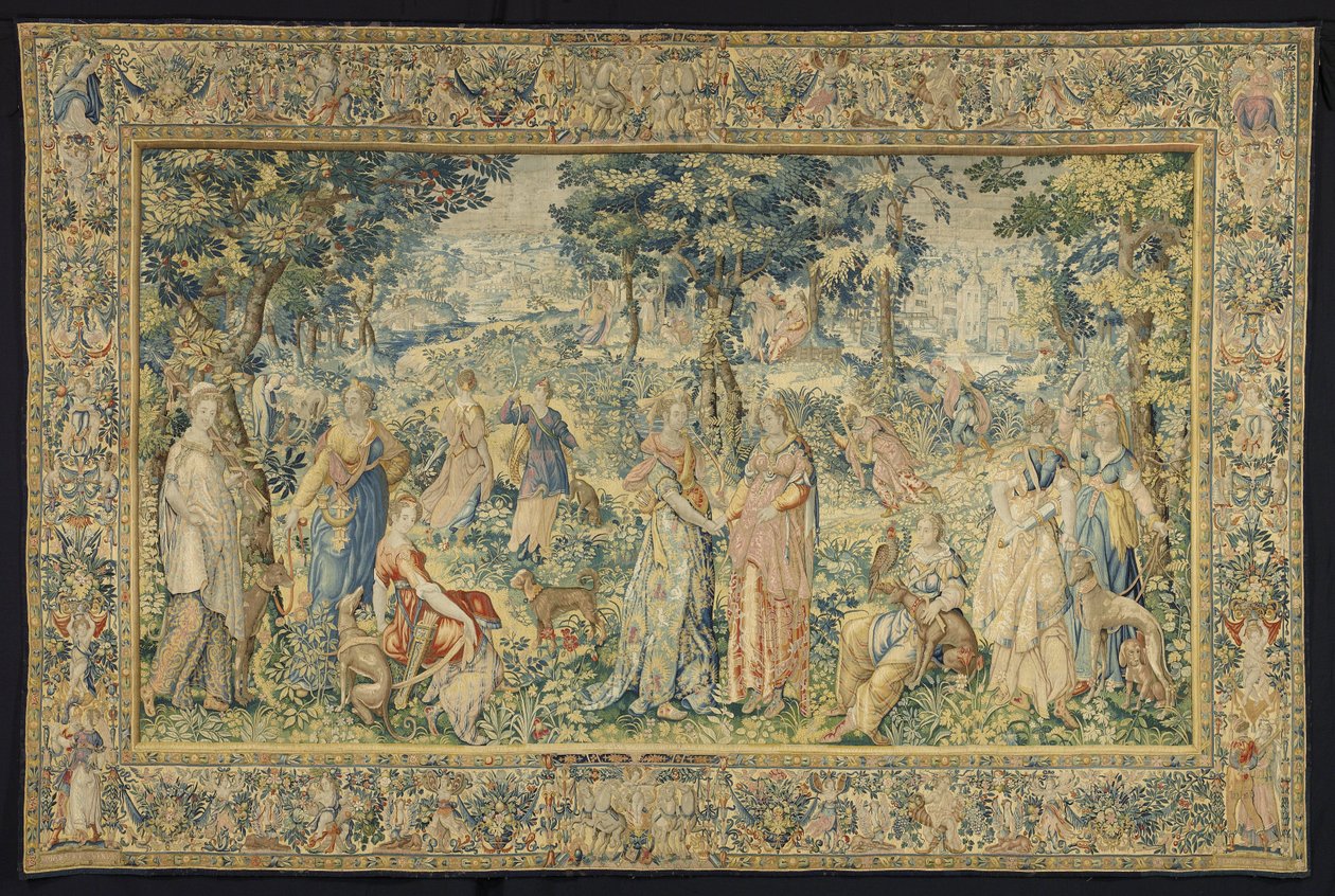 Cephalus a Procris Tapiserie zobrazující historii Cephala a Procrise ze série Diana Historie Diany (název série) od François Spiering (workshop of)