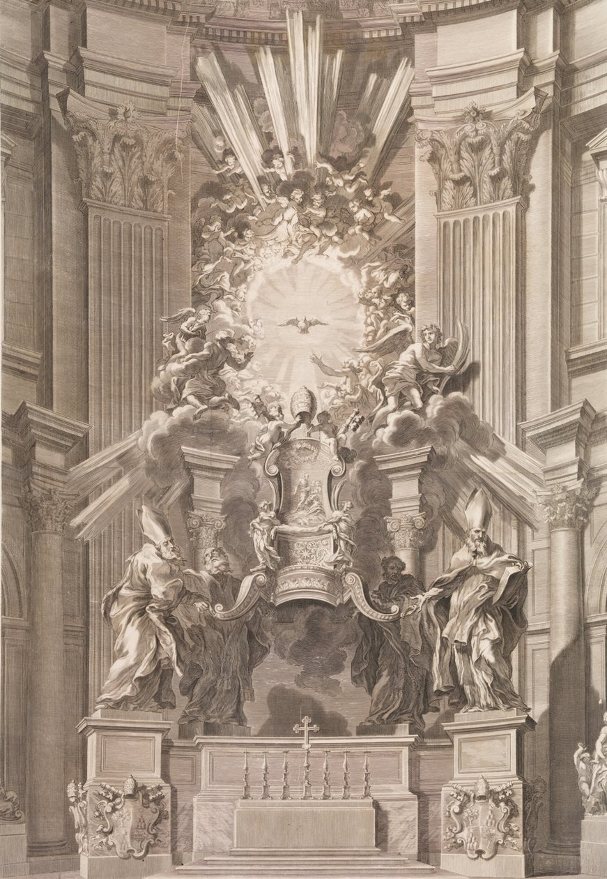 Křeslo sv. Petra ve vnitřním průčelí chrámu...Deska 41 z Album 