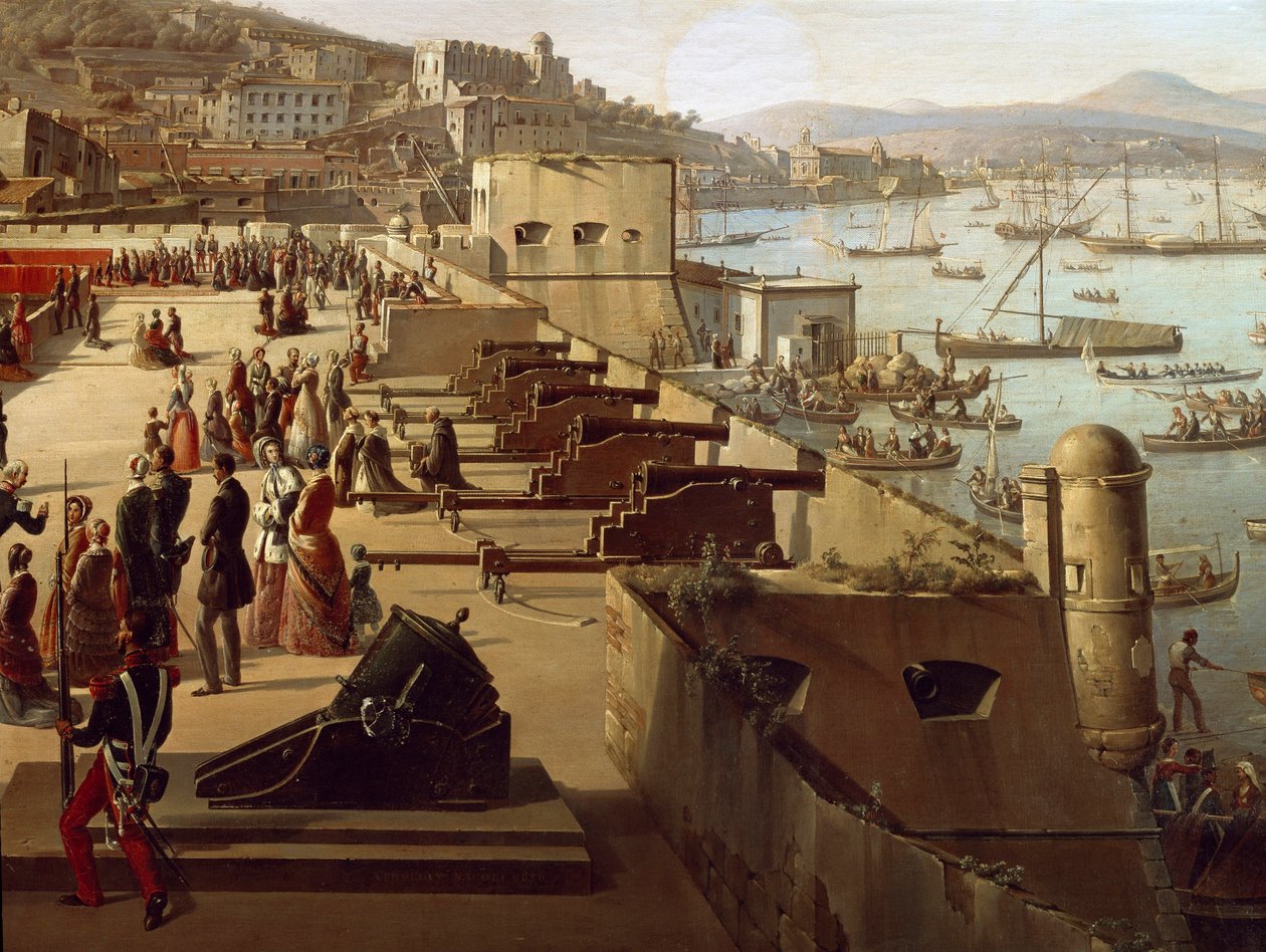 Zbraně v pevnosti detailů. Obraz Franse Vervloeta (1795-1872) Neapol, Museo Nazionale di San Martino od François Vervloet