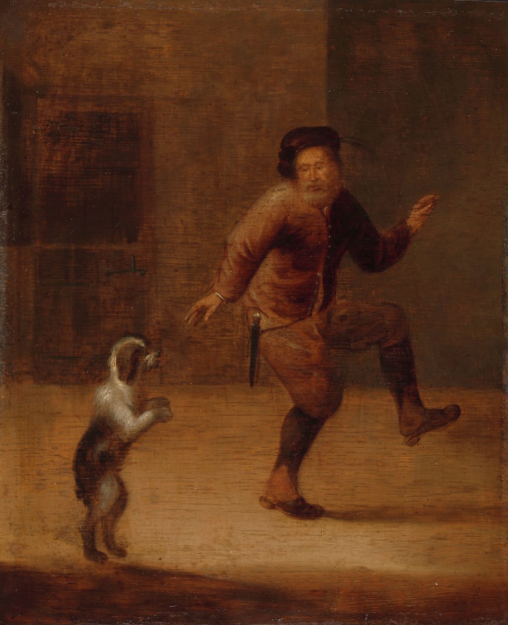 Muž tančí se psem od François Verwilt (attributed to)