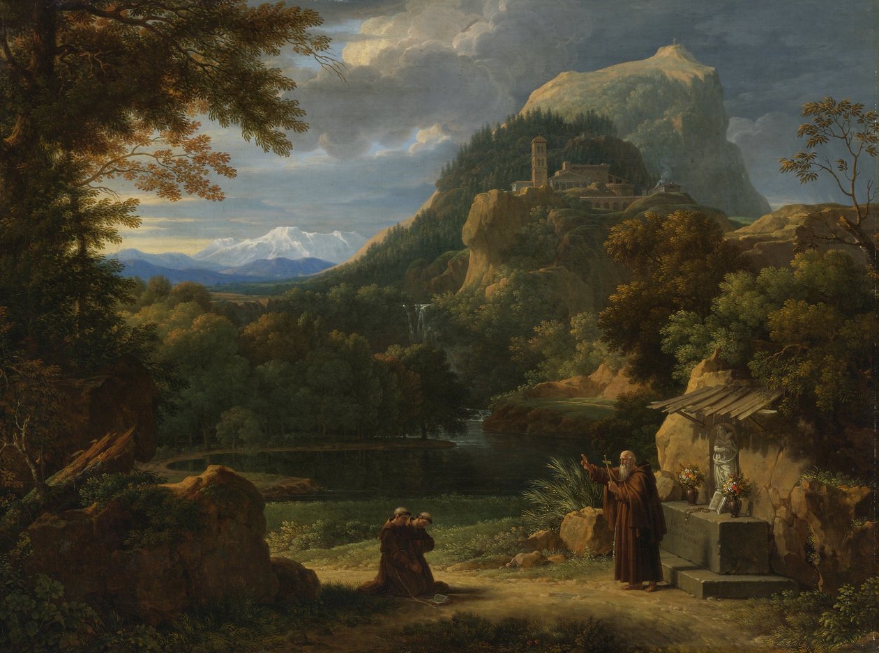 Svatý Antonín Paduánský představuje v horské krajině dva novicky bratřím. od Francois Xavier Fabre