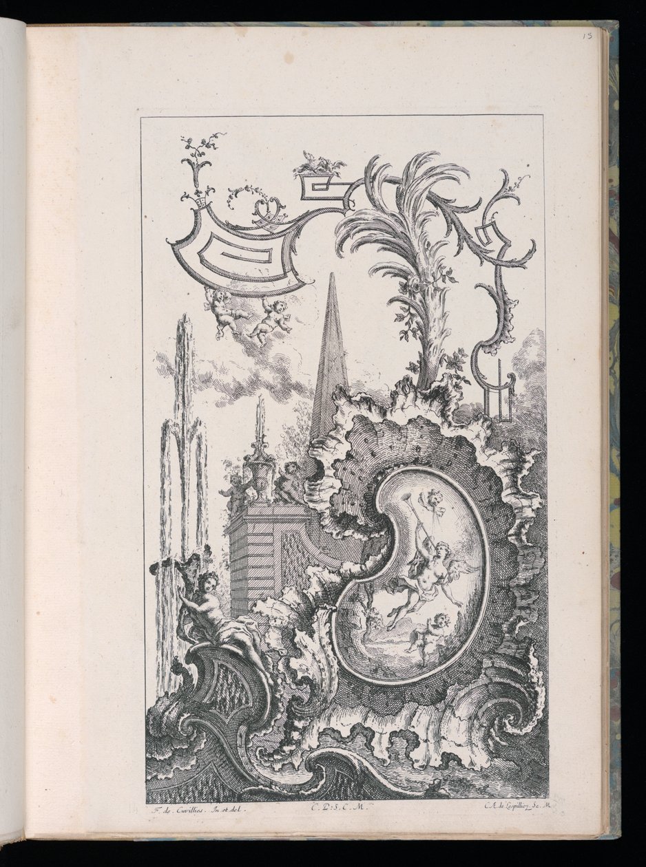 Zásobník s obeliskem a palmou, Nová kniha Fantasy Pieces od François de Cuvilliés the Elder