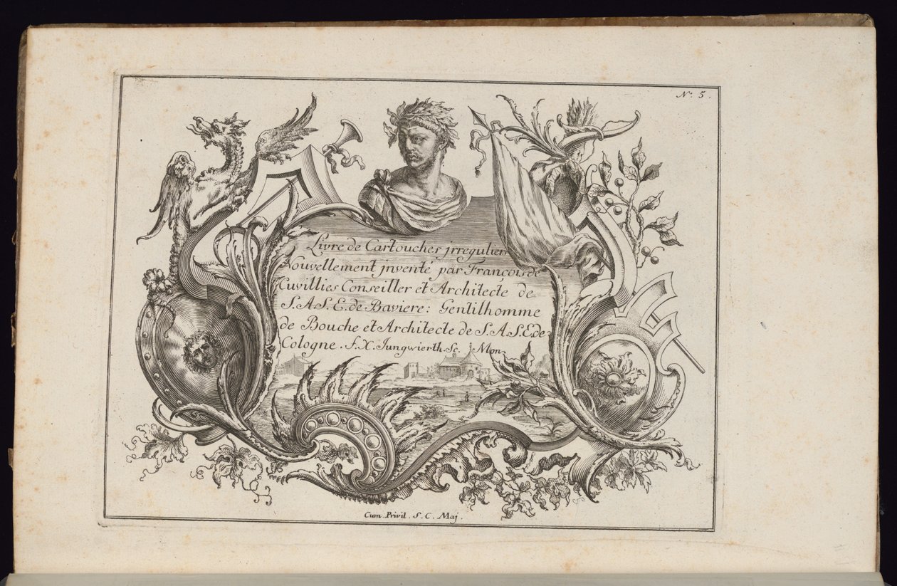 Kazeta s poprsím na výšku, Kniha nepravidelných kazet od François de Cuvilliés the Elder