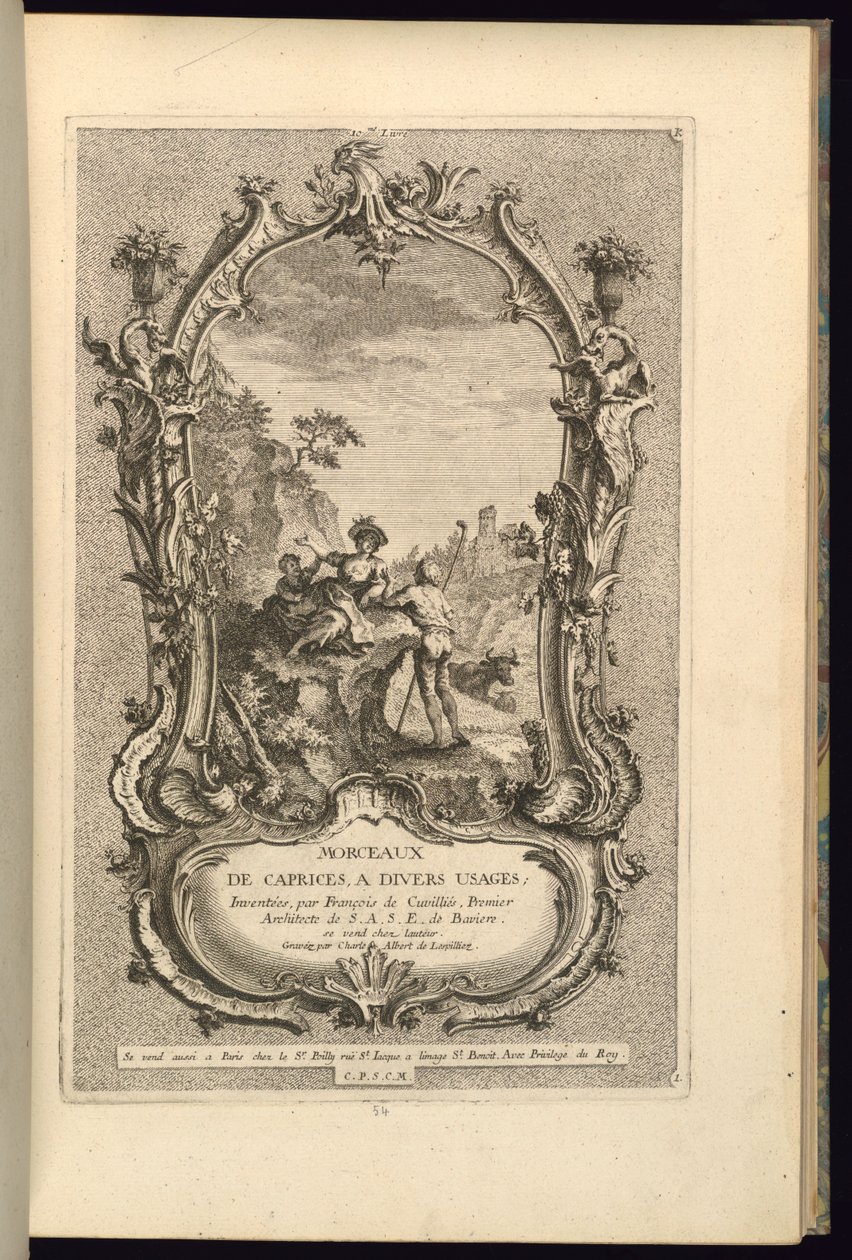 Design pro kartuše s velkými a malými přihrádkami od François de Cuvilliés the Elder