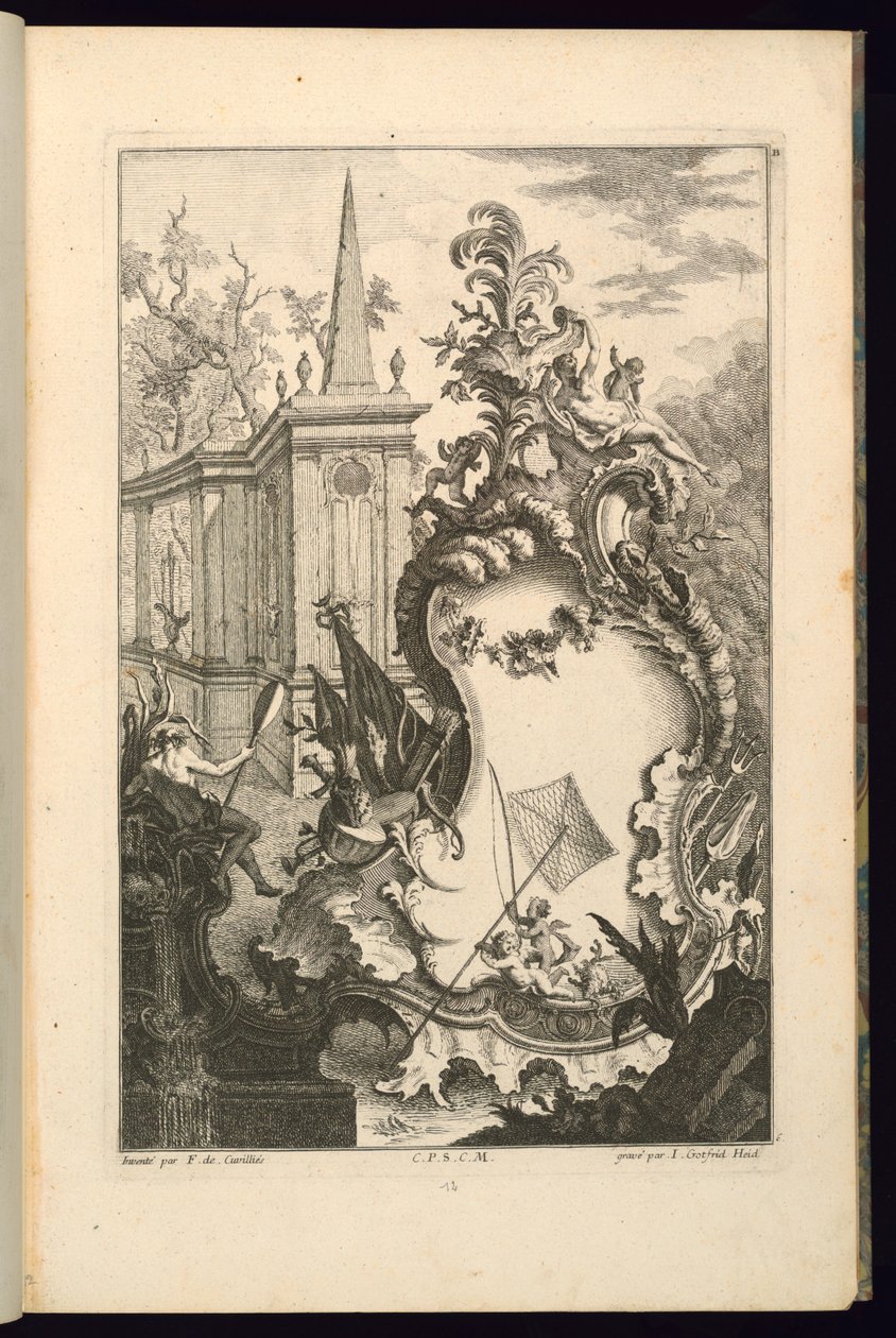 Design pro fontánu se dvěma putti s rybářskou sítí od François de Cuvilliés the Elder