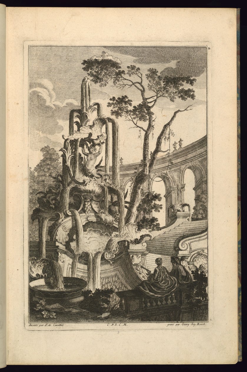 Design pro fontánu s párem od François de Cuvilliés the Elder