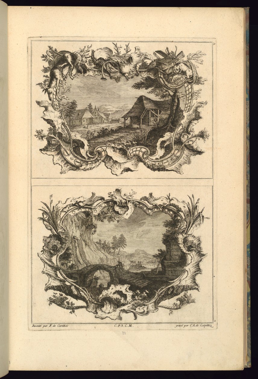 Design pro dvě kartuše od François de Cuvilliés the Elder