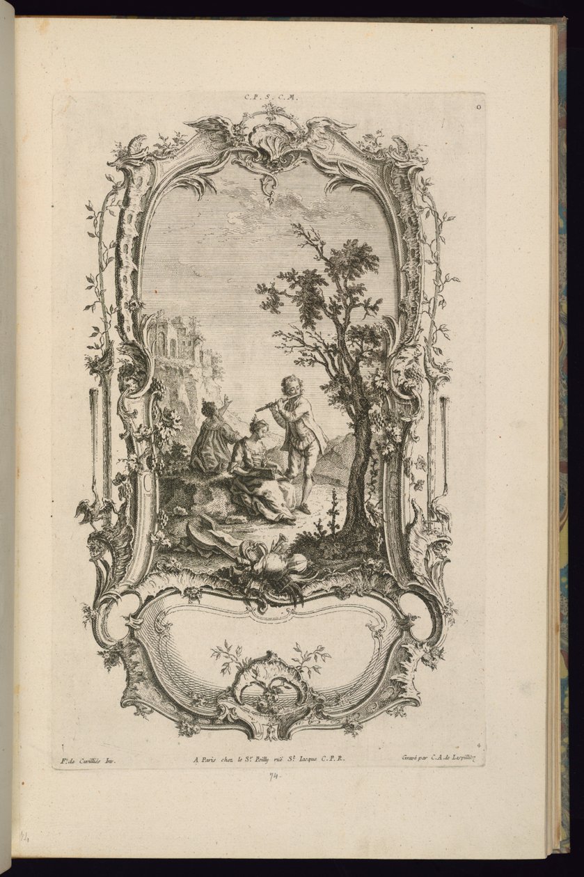 Design pro kartuši s velkými a malými přihrádkami od François de Cuvilliés the Elder