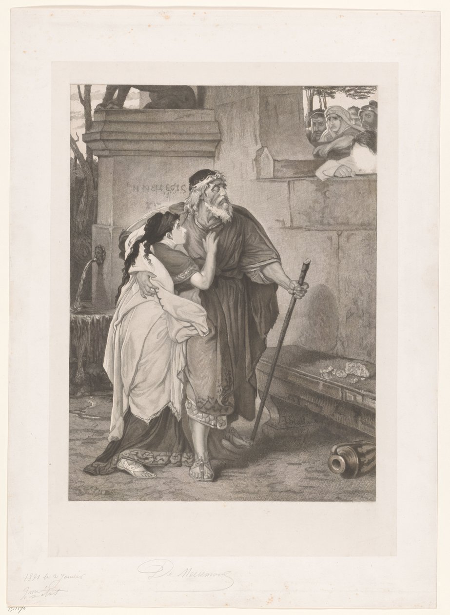Slepý Oidipus v čele s Antigonou od François de Meersman (signed by artist)