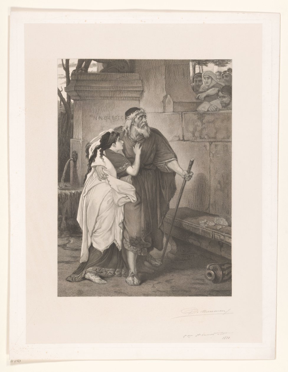 Slepý Oidipus v čele s Antigonou od François de Meersman (signed by artist)
