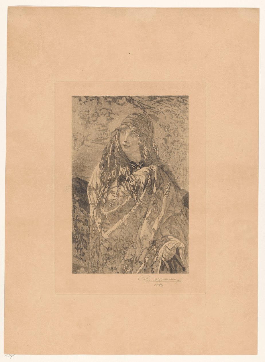 Mladá žena s květinovým šátkem od François de Meersman (signed by artist)