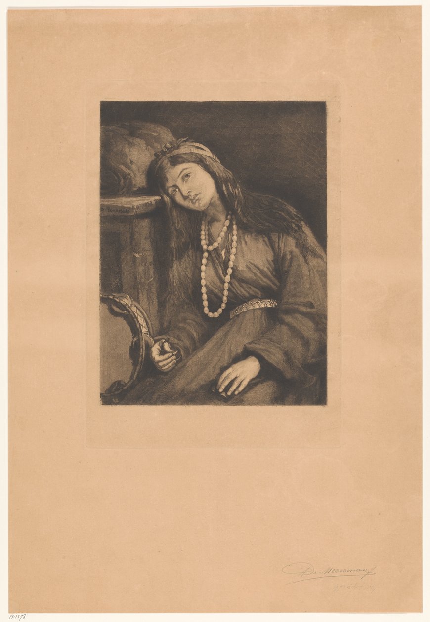 Odpočívající hudebník s kastanětami a tamburínou Mignon (původní název) od François de Meersman (signed by artist)