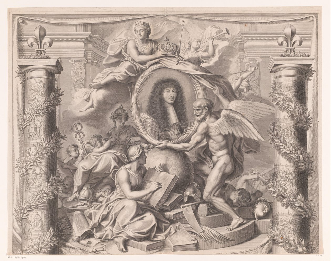 Alegorický portrét Ludvíka XIV (horní část) od François de Poilly (I)