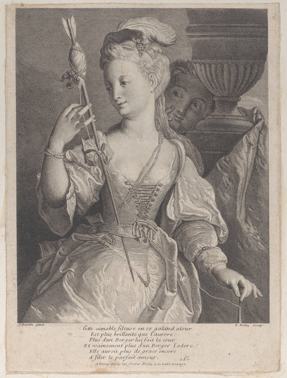 Mladá žena předení nití pro šíp, 1686-1741. od François de Poilly