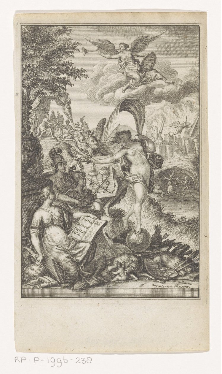 Alegorie vítězství Makedonie Název: Marcus Iunianus Iustinus a Abraham Gronovius, Iustini Historiae Philippicae, 1719 od François van Bleyswijck