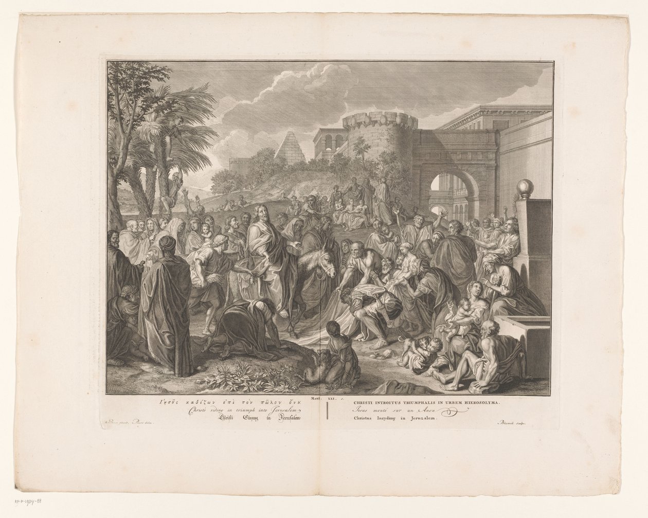 Kristův vjezd do Jeruzaléma Kristus vchází do Jeruzaléma (titul na předmětu) od François van Bleyswijck