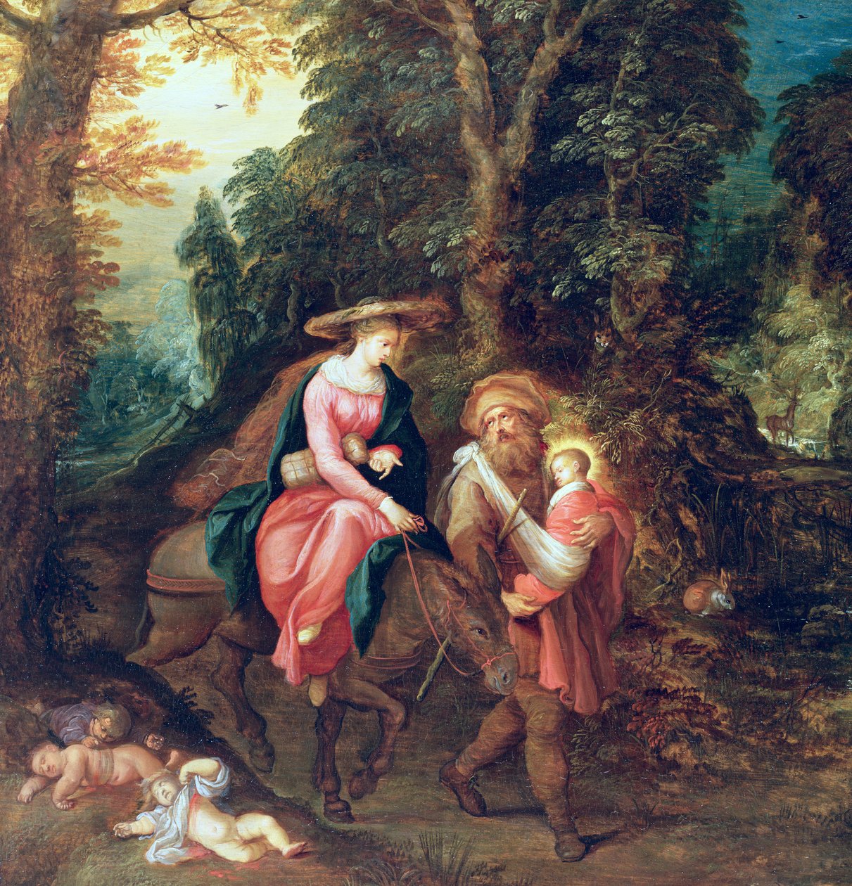 The Flight into Egypt (panel) (detail of 77031) od Abraham Govaerts
