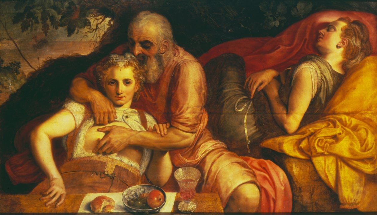 Lot a jeho dcery, 50. léta 16. století (panel) od Frans Floris