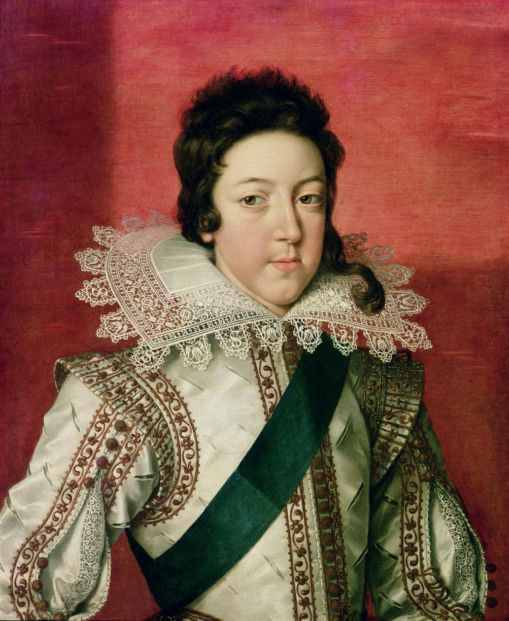 Portrét Ludvíka XIII. (1601-43) jako chlapce v Řádu Svatého Ducha, kolem roku 1616 od Frans II Pourbus
