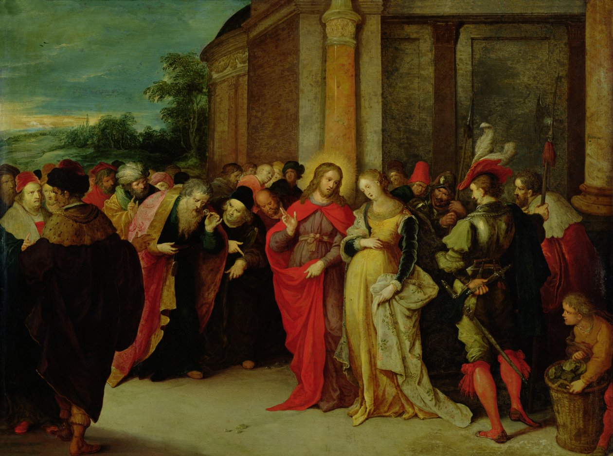 Kristus a žena přistižená v cizoložství od Frans II Francken the Younger