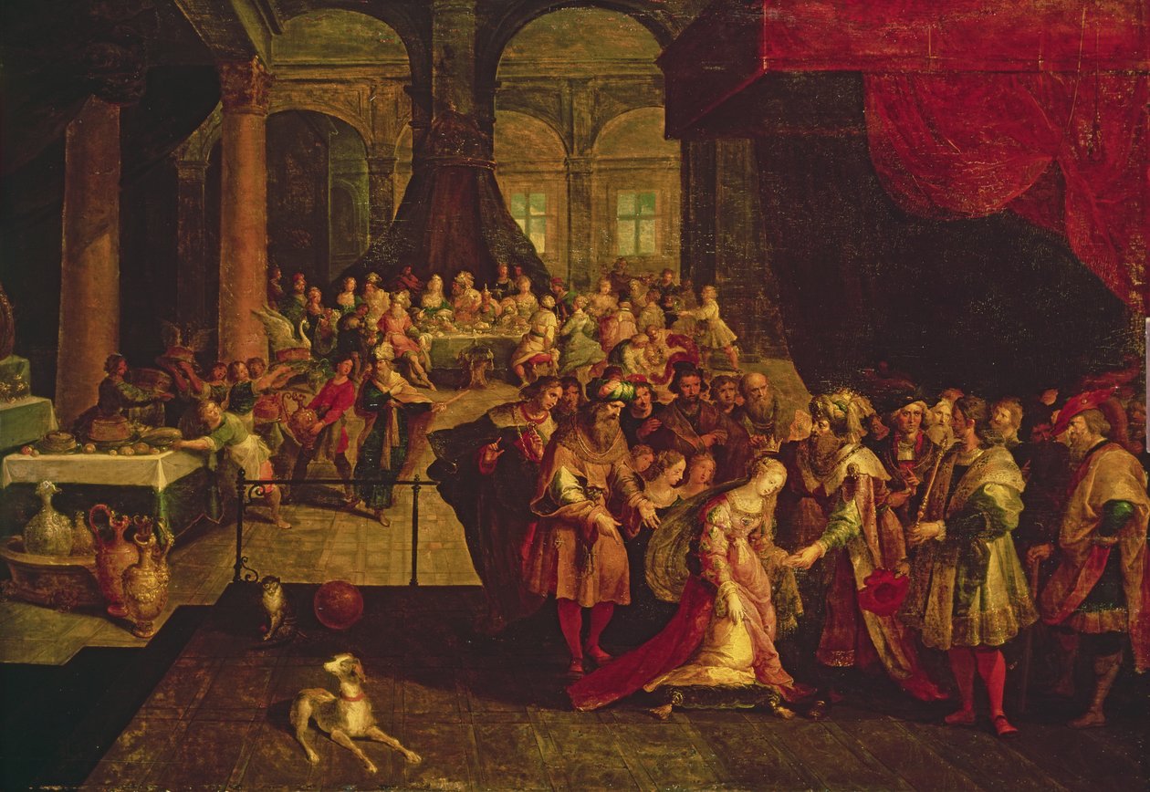 Král Ahasver korunuje Ester od Frans II Francken the Younger
