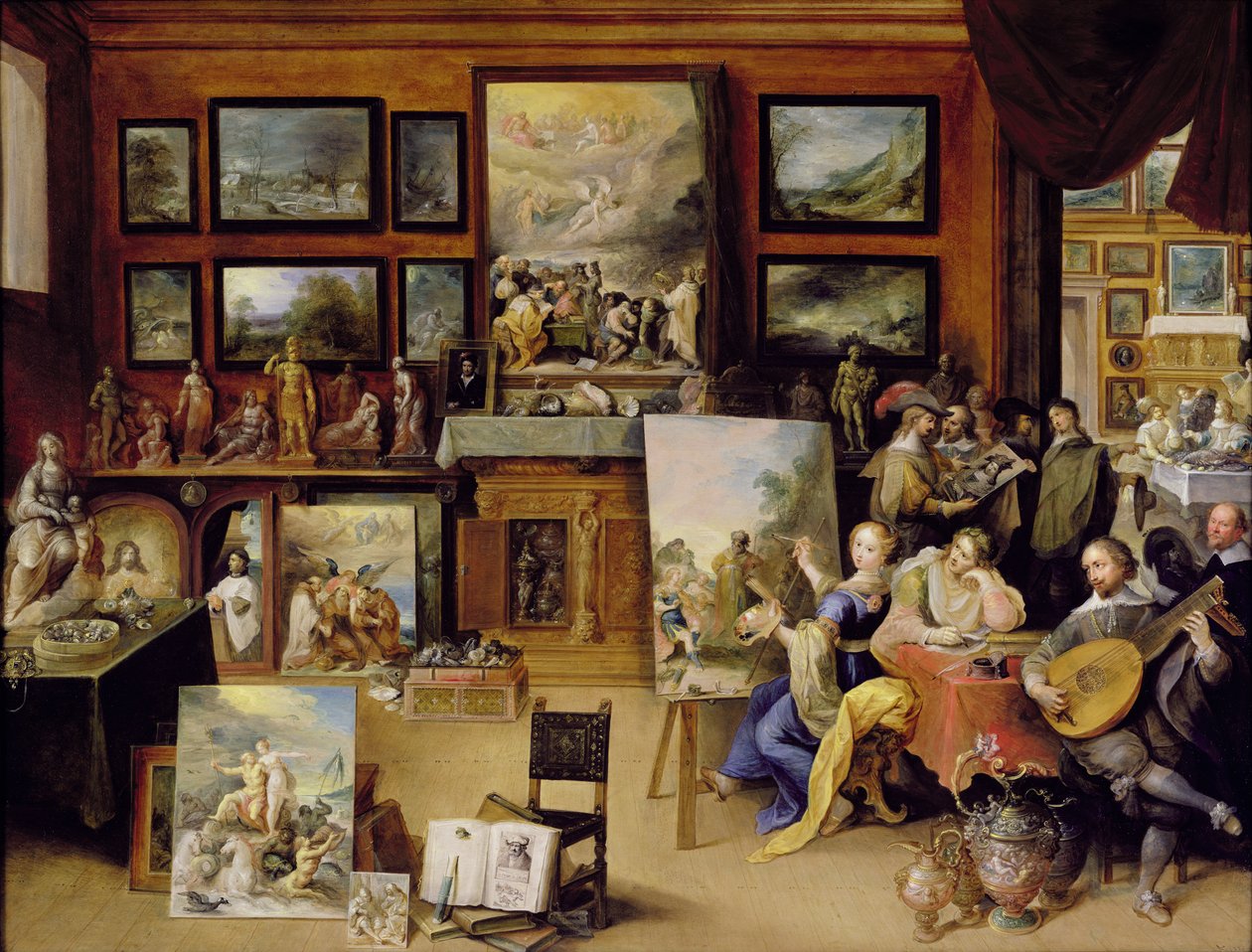 Malba, poezie a hudba od Pronkamera od Frans II Francken the Younger