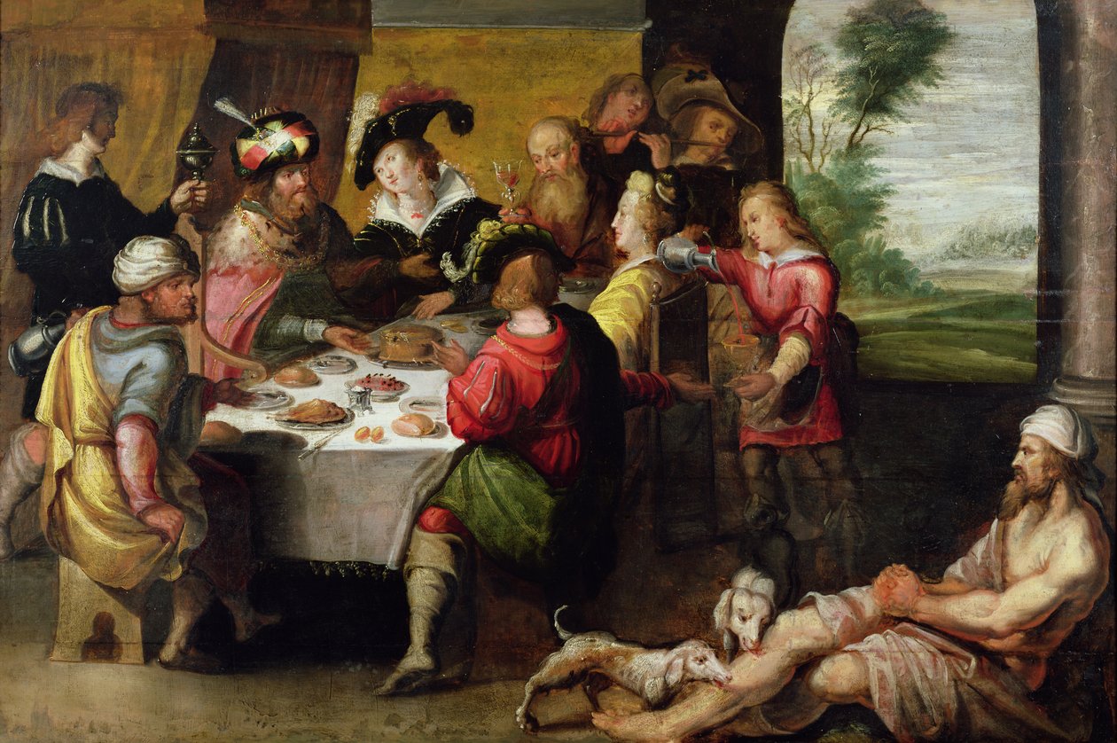 Podobenství o boháči a Lazarovi od Frans II Francken the Younger