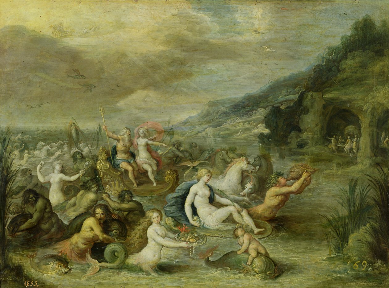 Triumf amfitritu (olej na mědi) od Frans II Francken the Younger