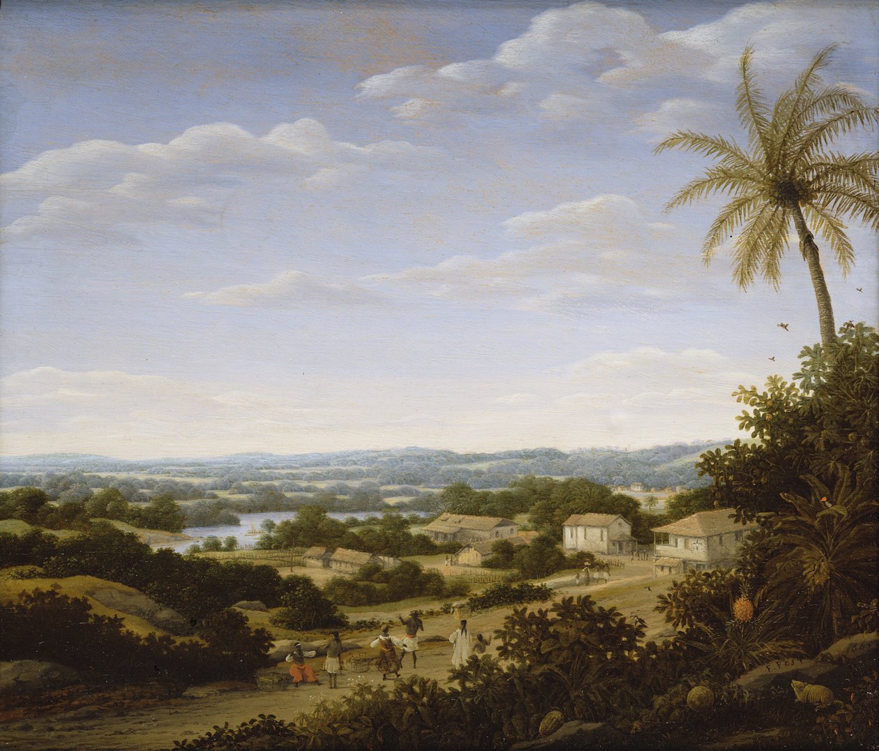 Brazilská krajina s domorodci na cestě k vesnici, 1665 od Frans Post