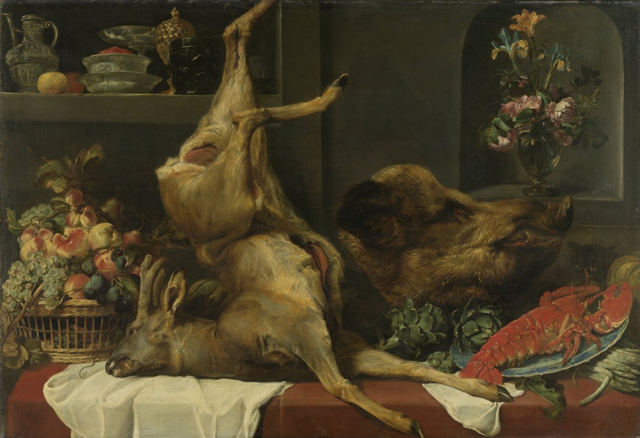 Zátiší s velkou mrtvou zvěří, ovocem a květinami od Frans Snyders or Snijders