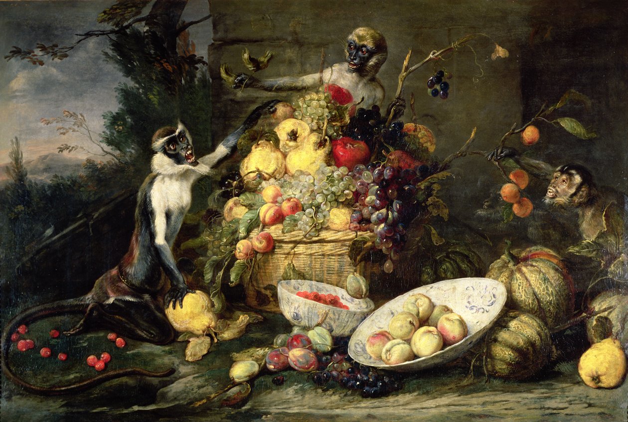 Tři opice kradou ovoce od Frans Snyders or Snijders