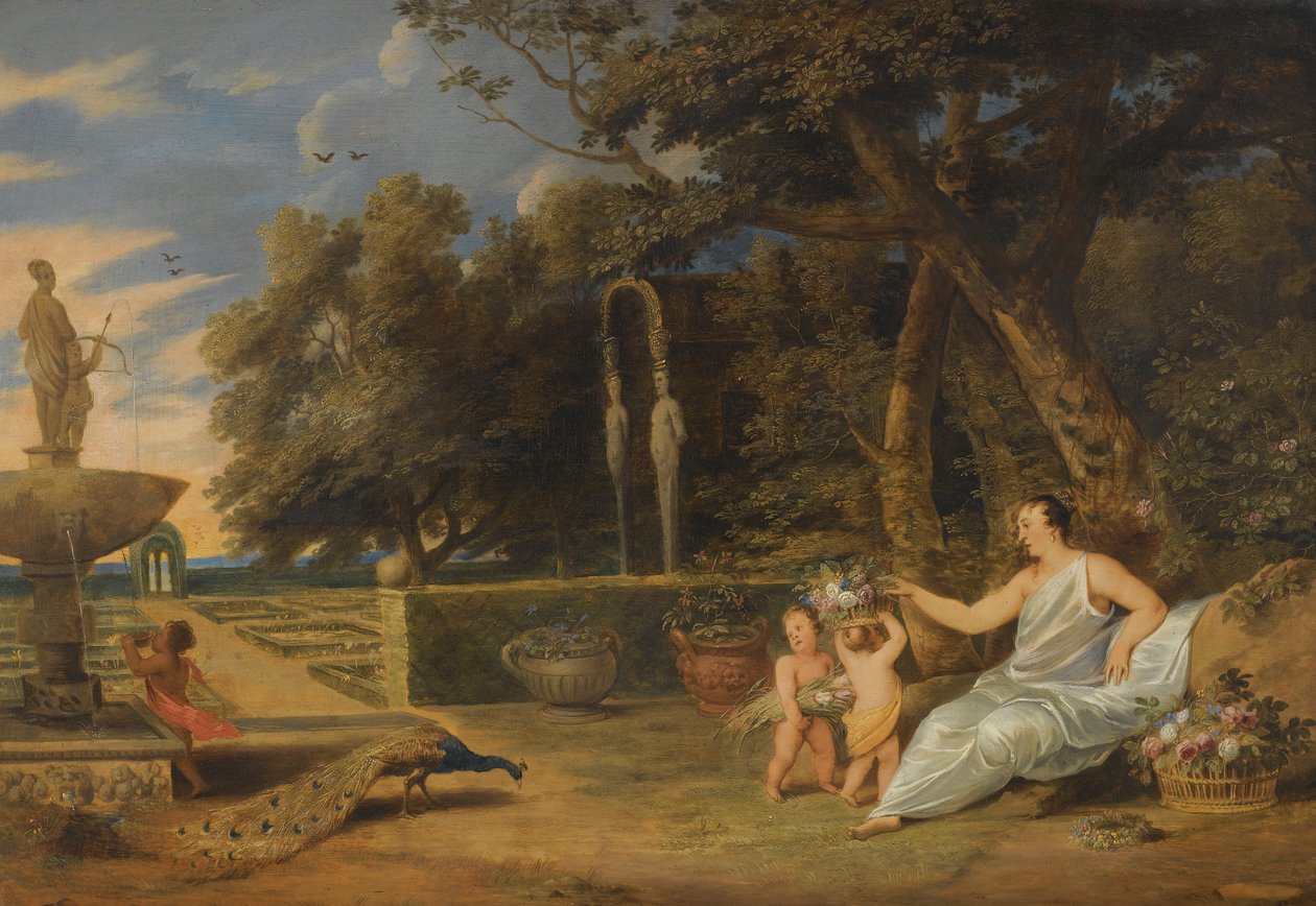 Flora se třemi putti v zahradě od Frans Wouters
