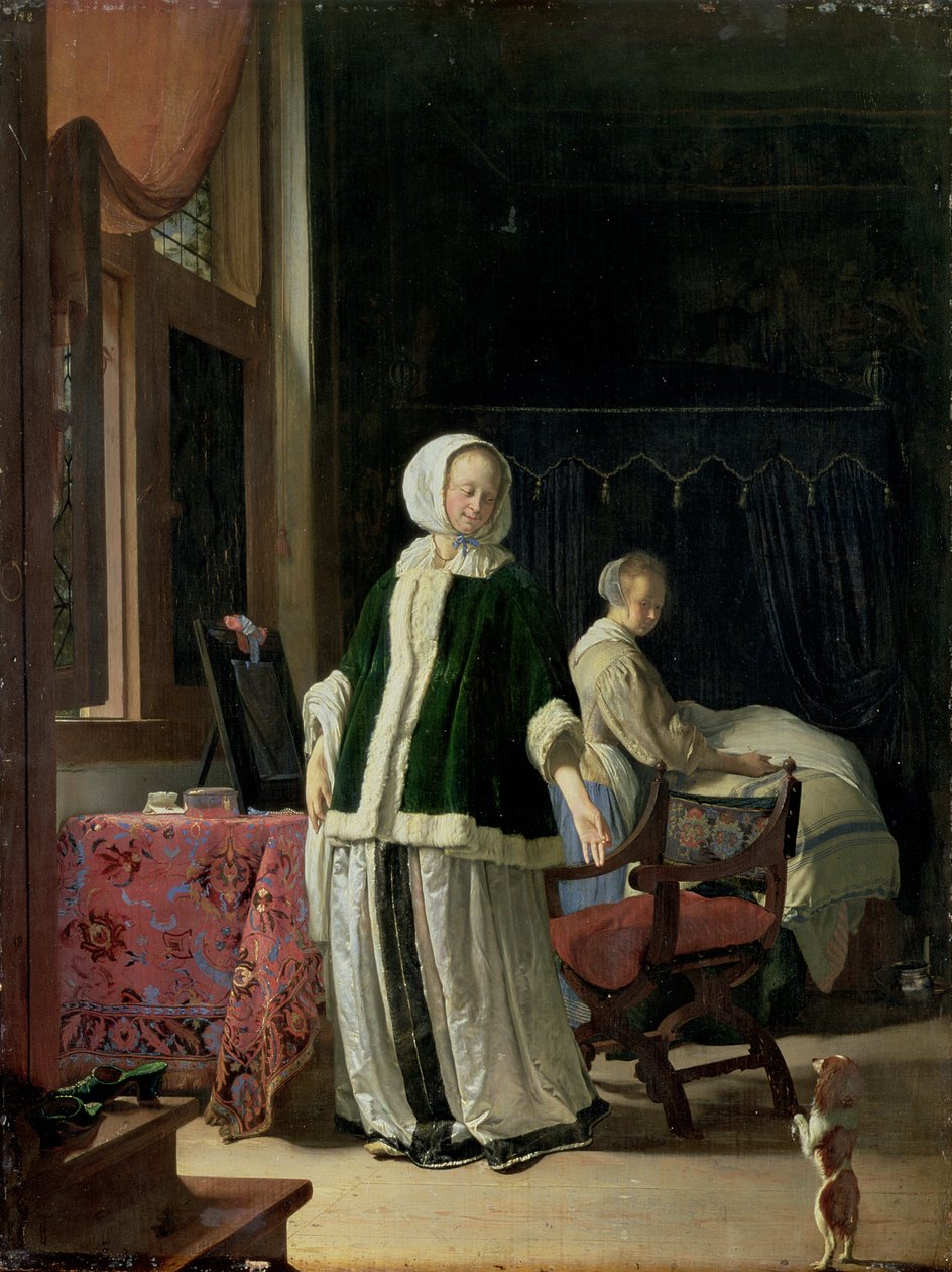 Ranní toaleta mladé dámy od Frans van Mieris