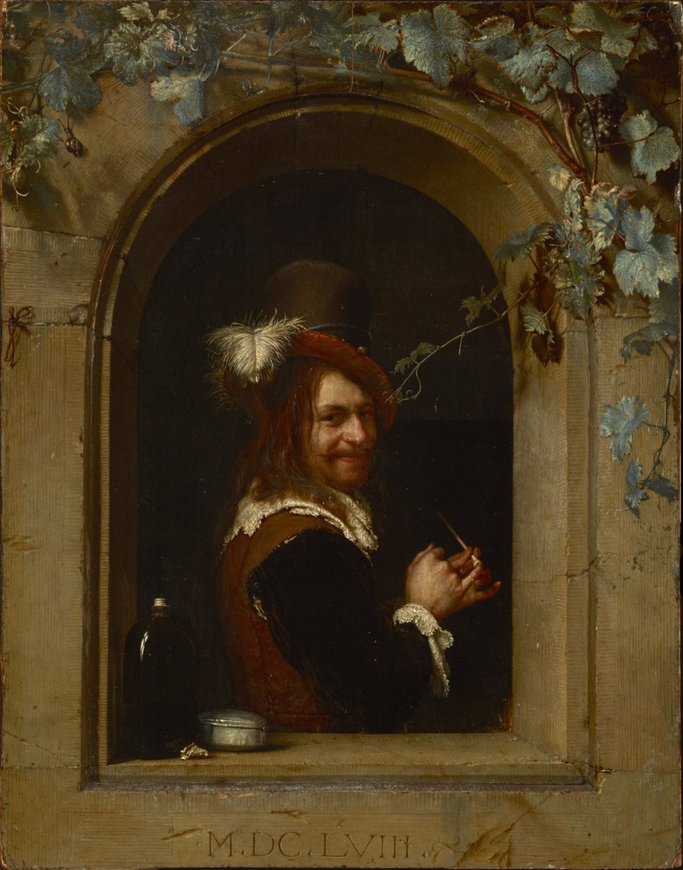 Muž s trubkou u okna od Frans van Mieris the Elder  