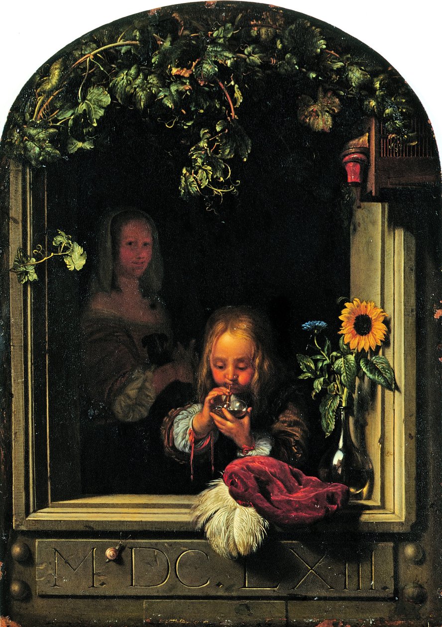 Chlapec foukání bublin od Frans van Mieris