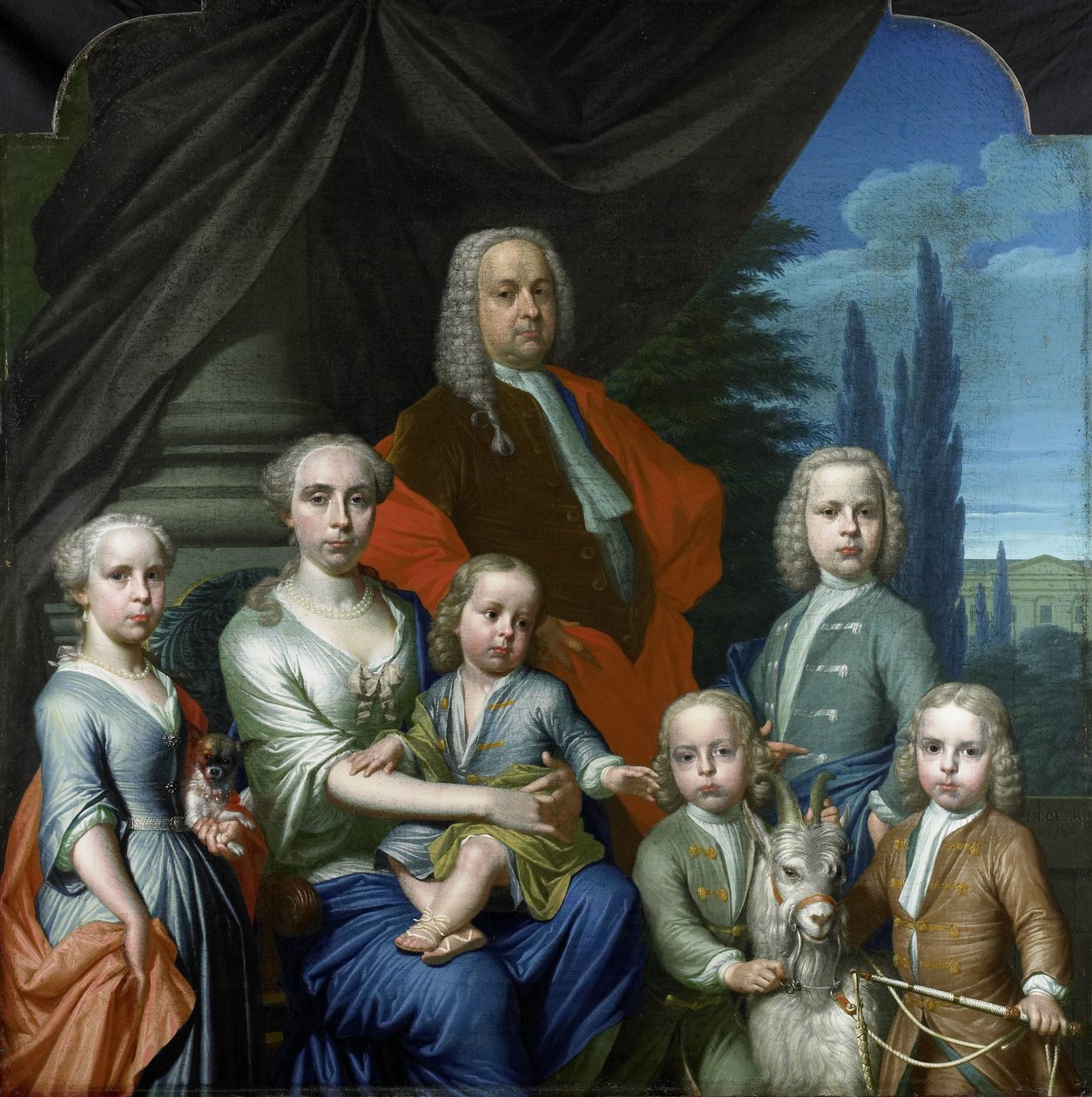 Willem Philip Kops (1695-1756), se svou ženou a dětmi od Frans Decker